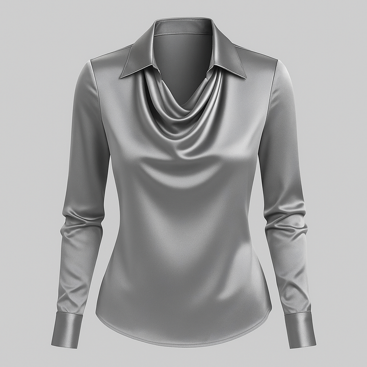 Serelise Satin Cowl Neck Long Sleeve Blouse