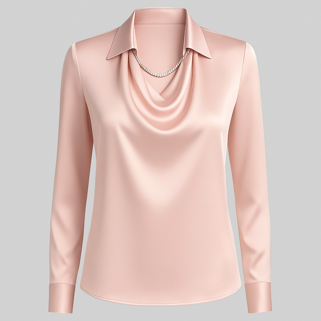 Serelise Satin Cowl Neck Long Sleeve Blouse