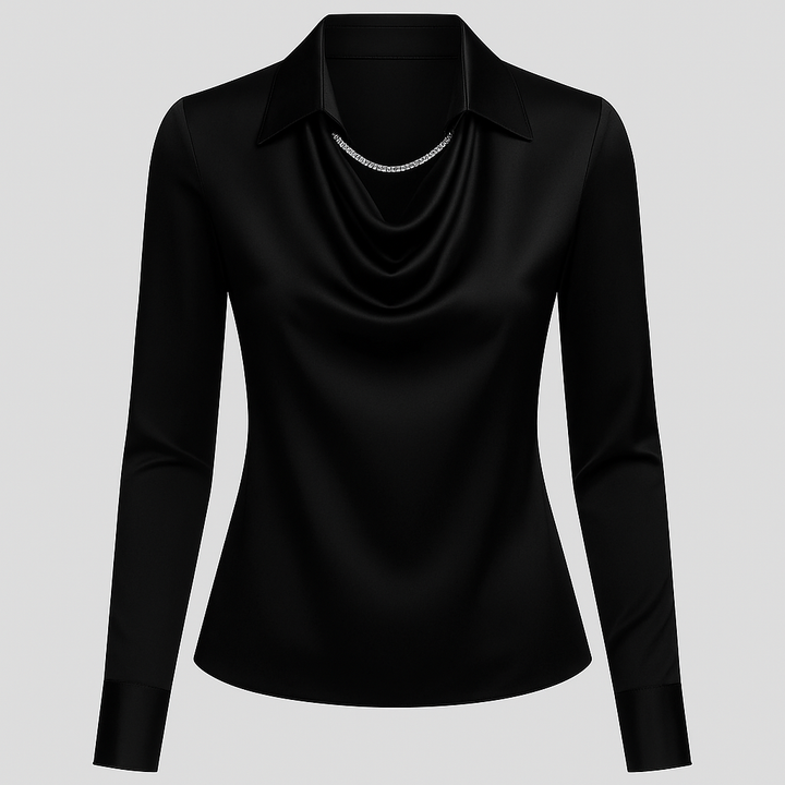 Serelise Satin Cowl Neck Long Sleeve Blouse