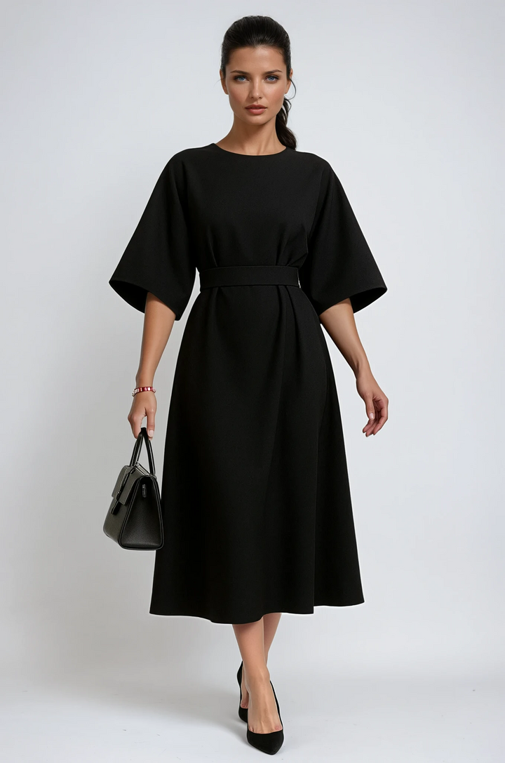 Amelie Crew Neck Midi Work Dress