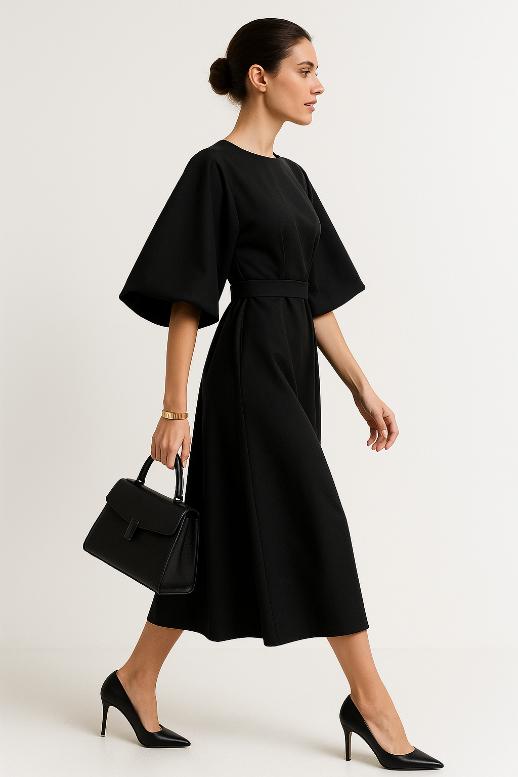 Amelie Crew Neck Midi Work Dress