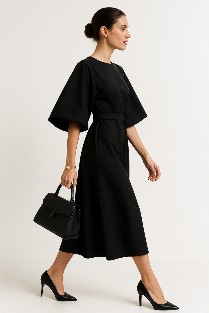 Amelie Crew Neck Midi Work Dress