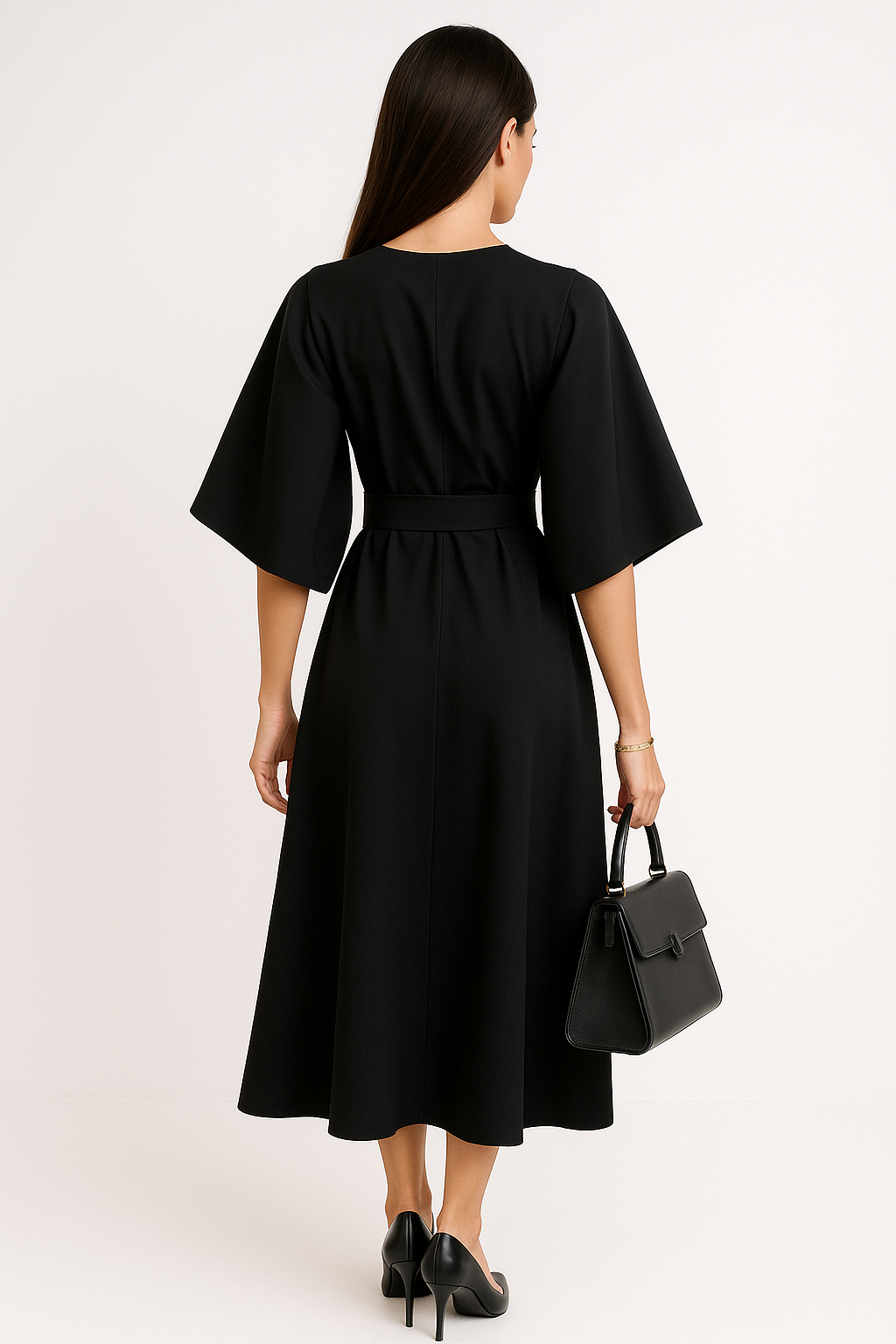 Amelie Crew Neck Midi Work Dress