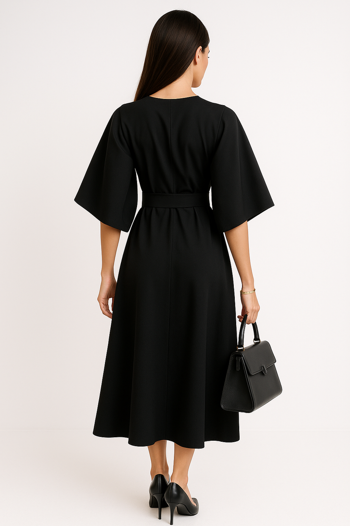 Amelie Crew Neck Midi Work Dress