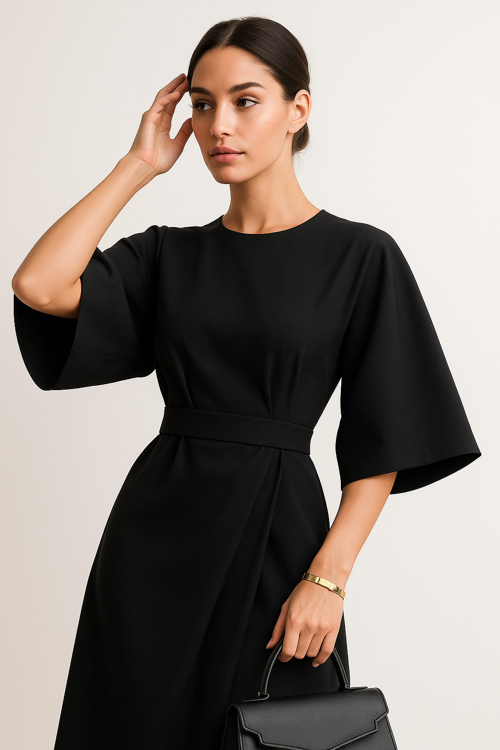 Amelie Crew Neck Midi Work Dress