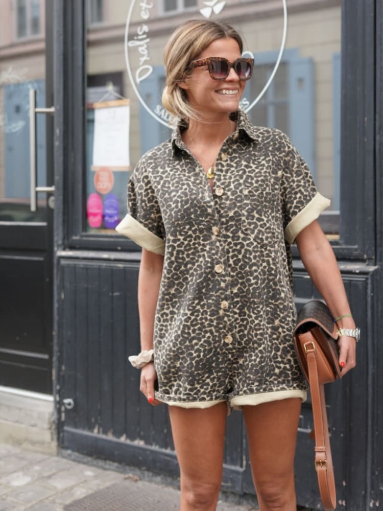Kaia Trendy Mini Cheetah Printed Romper for Casual Chic