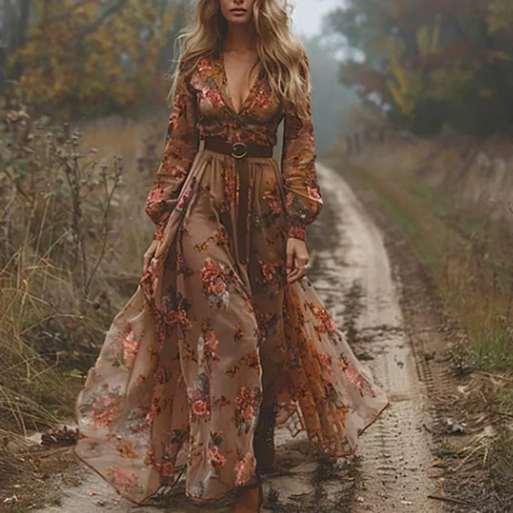 Rosalia Boho Ruffle Maxi Dress