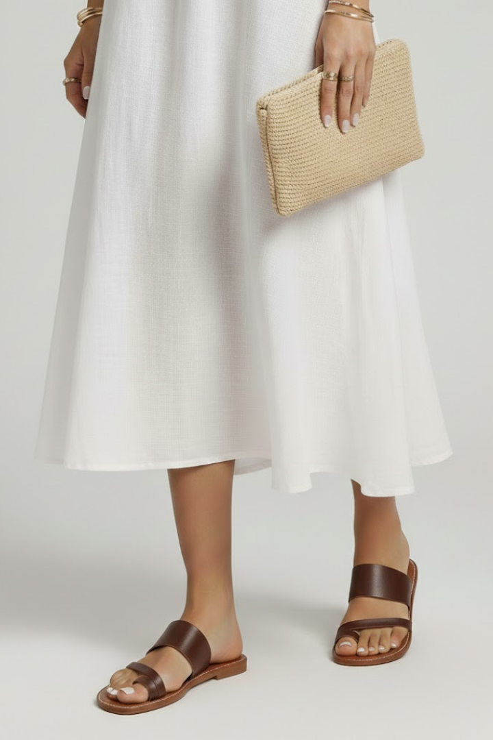 Jasmine Slip-On Sandals with Buckle Strap