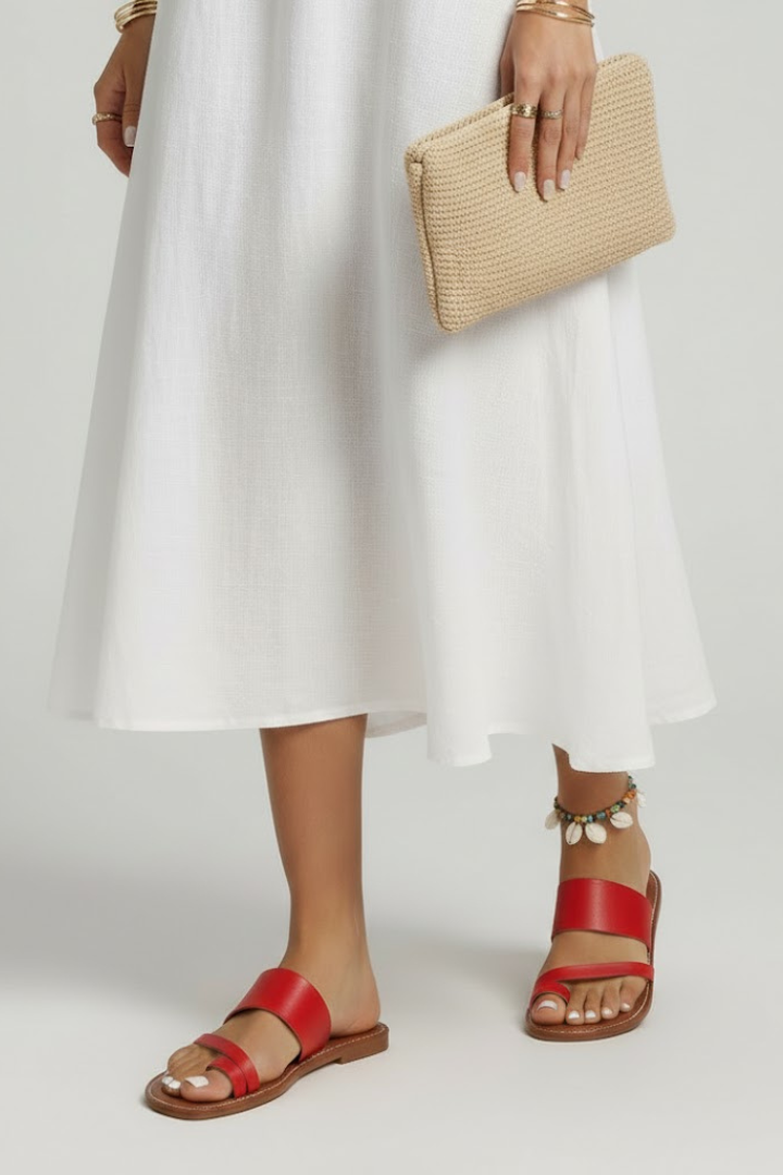 Jasmine Slip-On Sandals with Buckle Strap