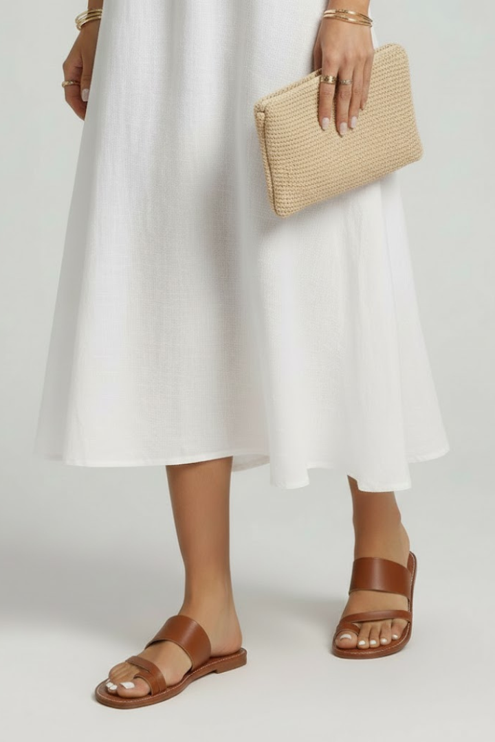 Jasmine Slip-On Sandals with Buckle Strap