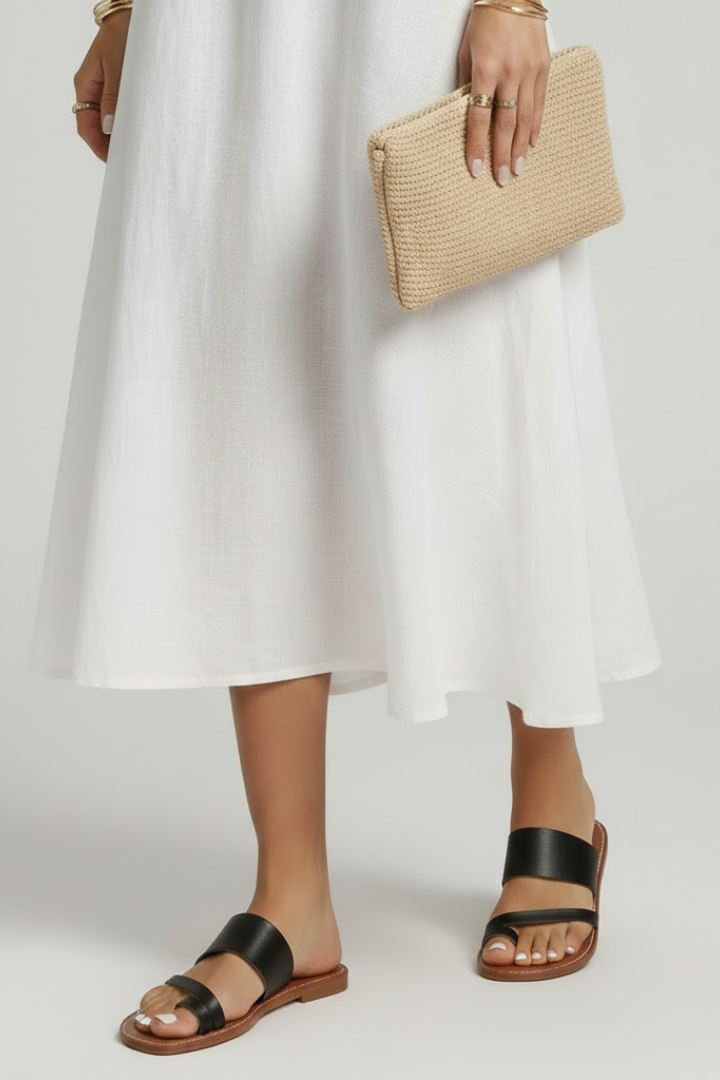 Jasmine Slip-On Sandals with Buckle Strap
