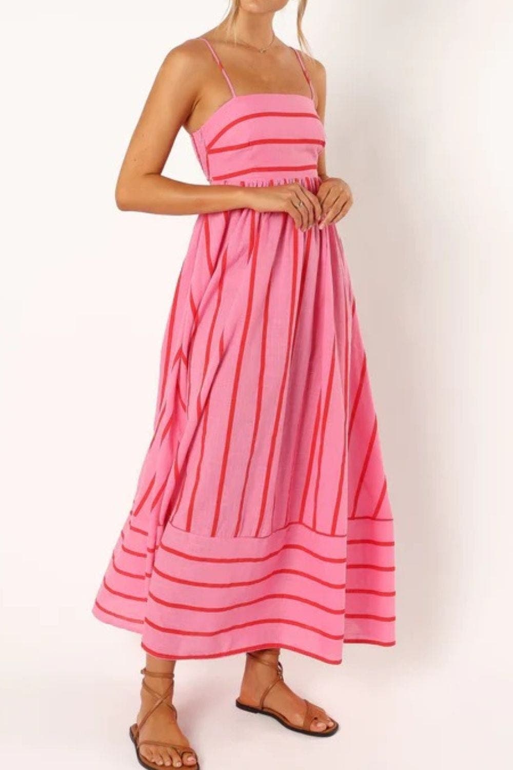 Delphine Striped Strapless Summer Maxi Dress