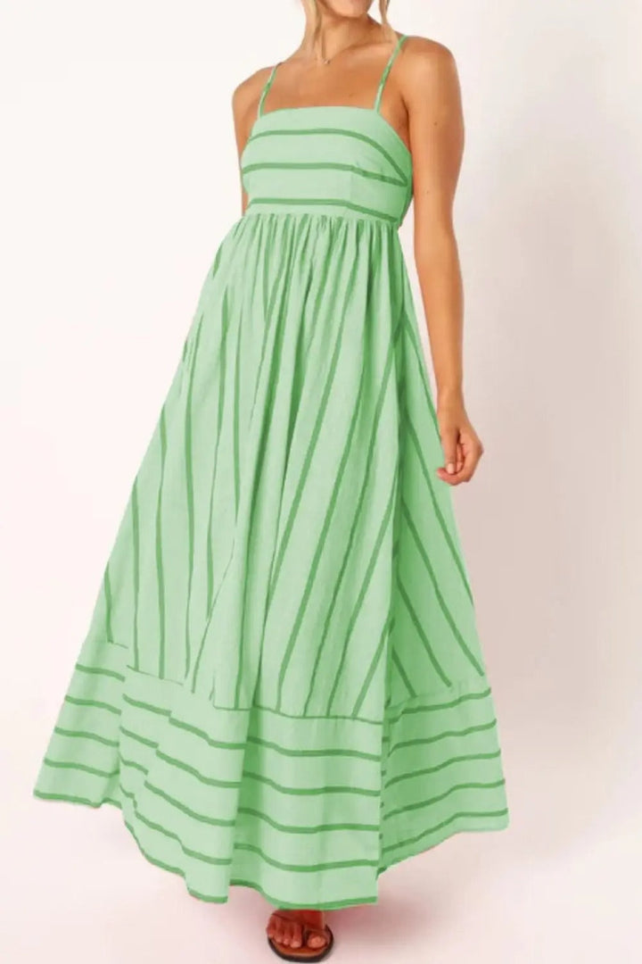 Delphine Striped Strapless Summer Maxi Dress