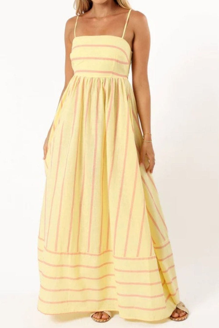 Delphine Striped Strapless Summer Maxi Dress