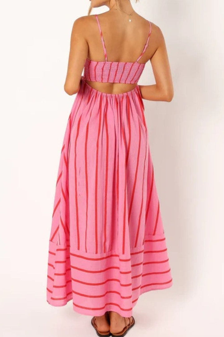 Delphine Striped Strapless Summer Maxi Dress