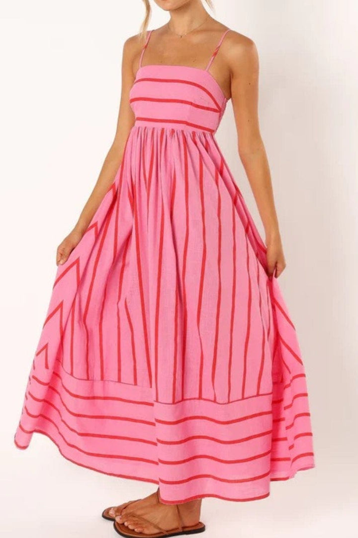 Delphine Striped Strapless Summer Maxi Dress