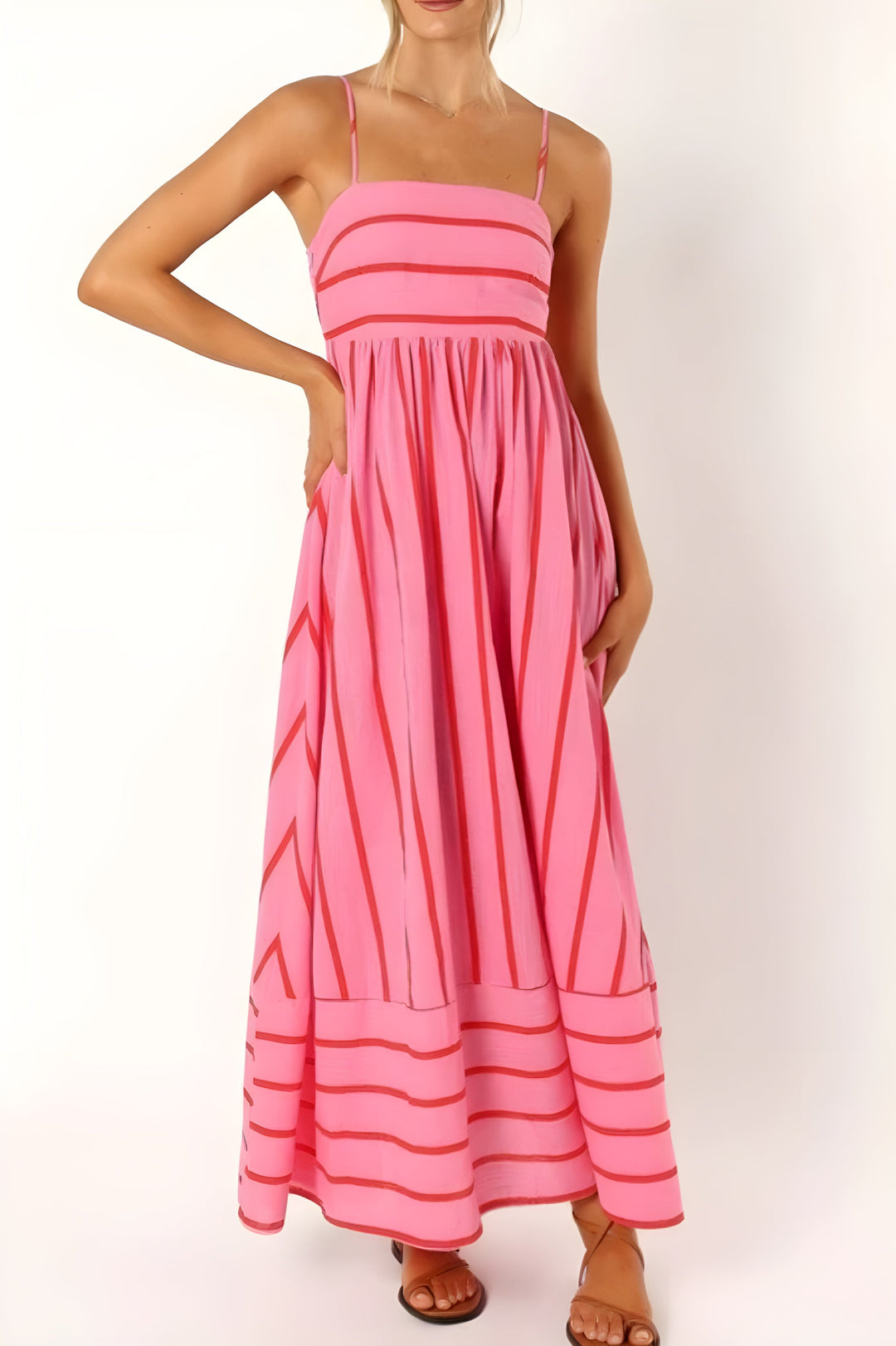 Delphine Striped Strapless Summer Maxi Dress