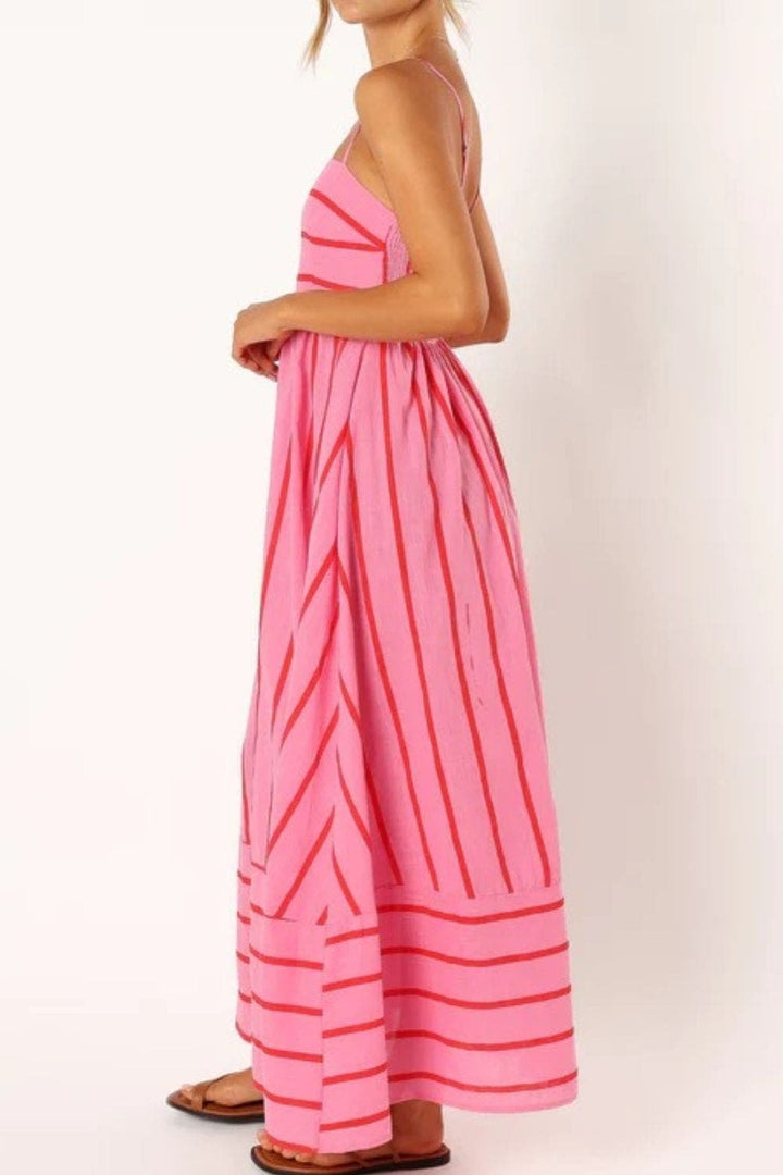 Delphine Striped Strapless Summer Maxi Dress
