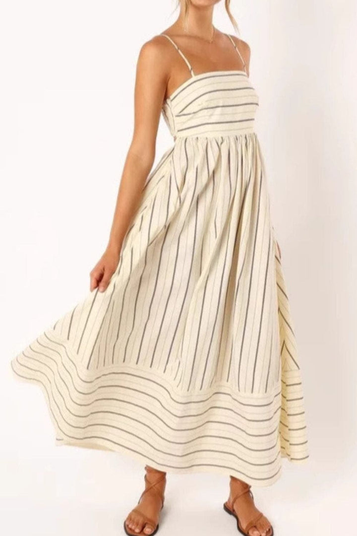 Delphine Striped Strapless Summer Maxi Dress