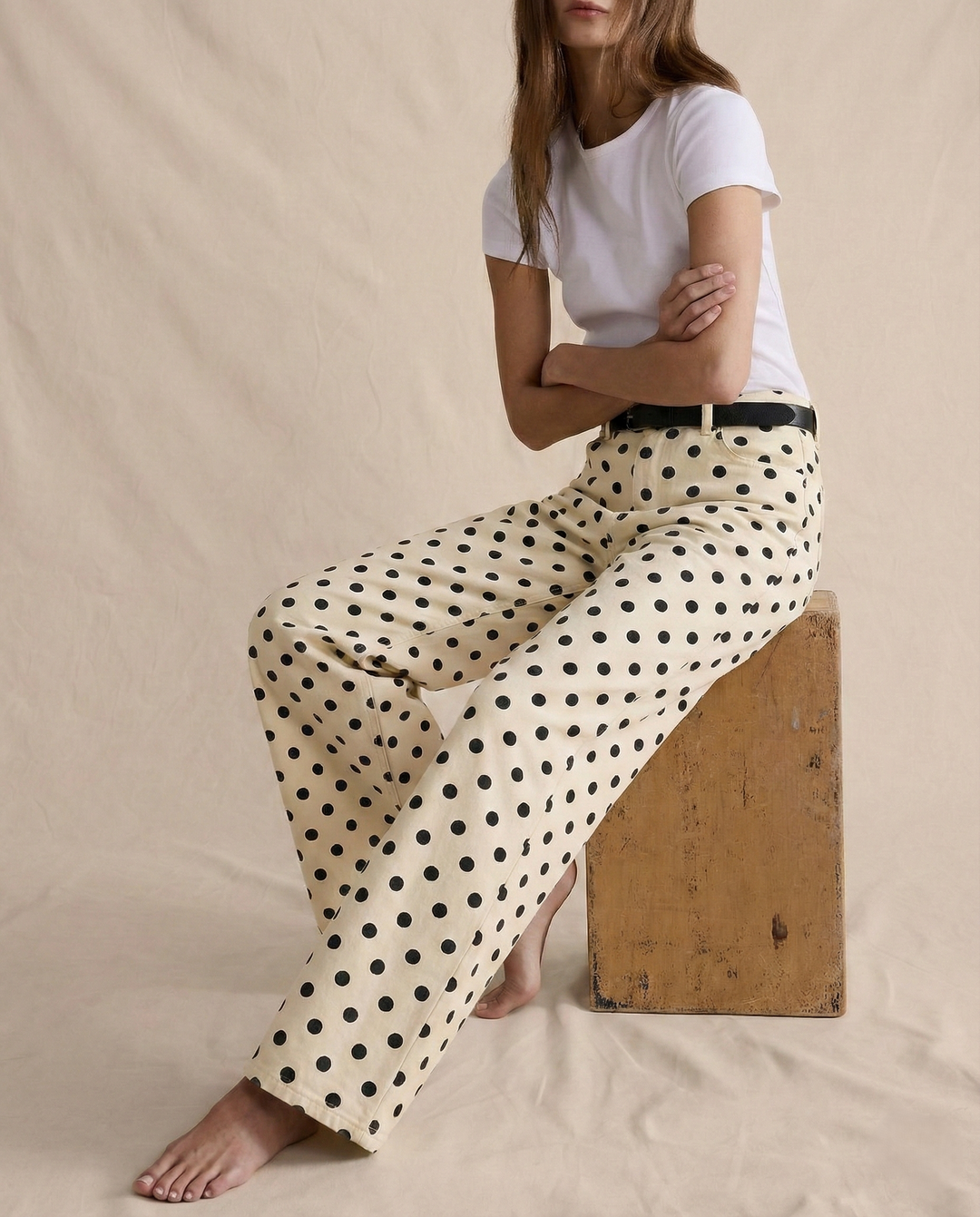 Elodie Polka Dot Wide-Leg Trouser