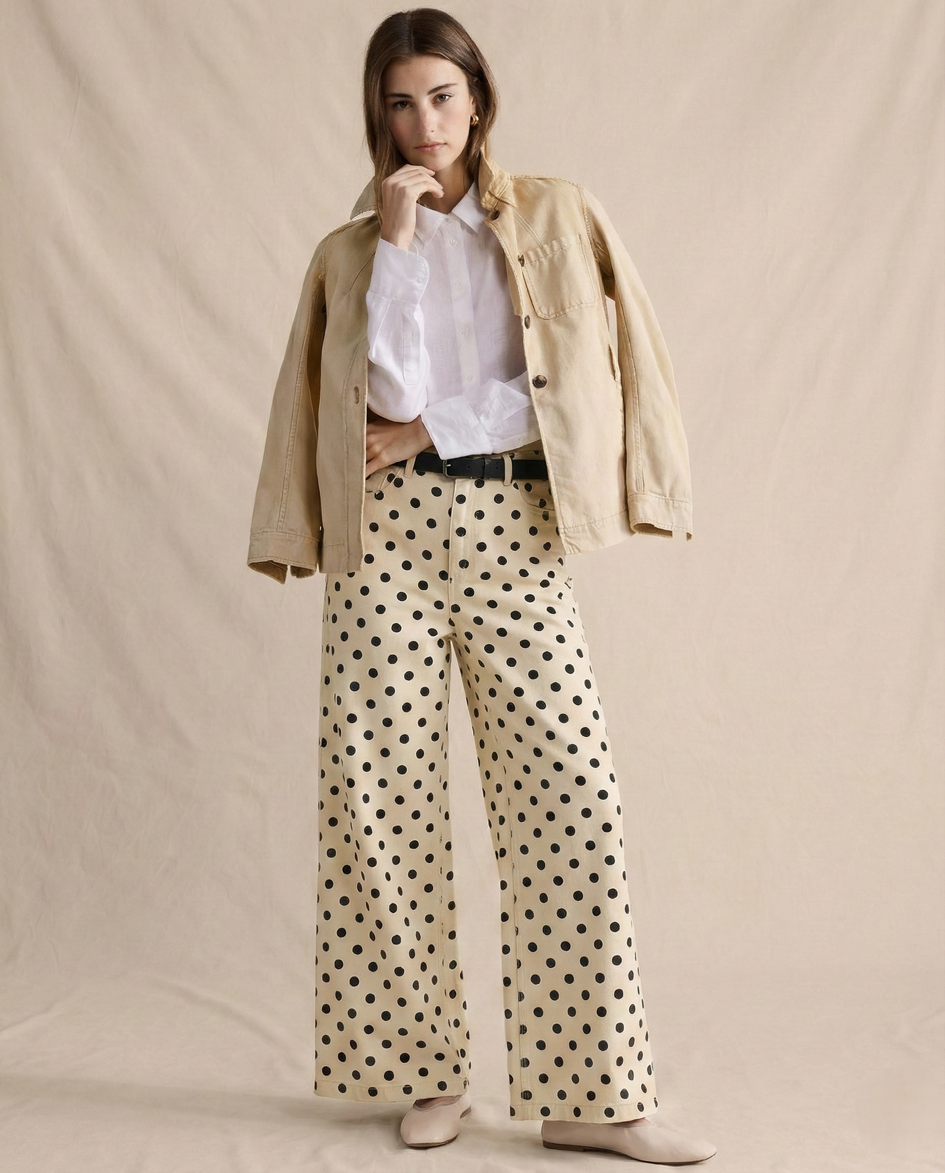 Elodie Polka Dot Wide-Leg Trouser