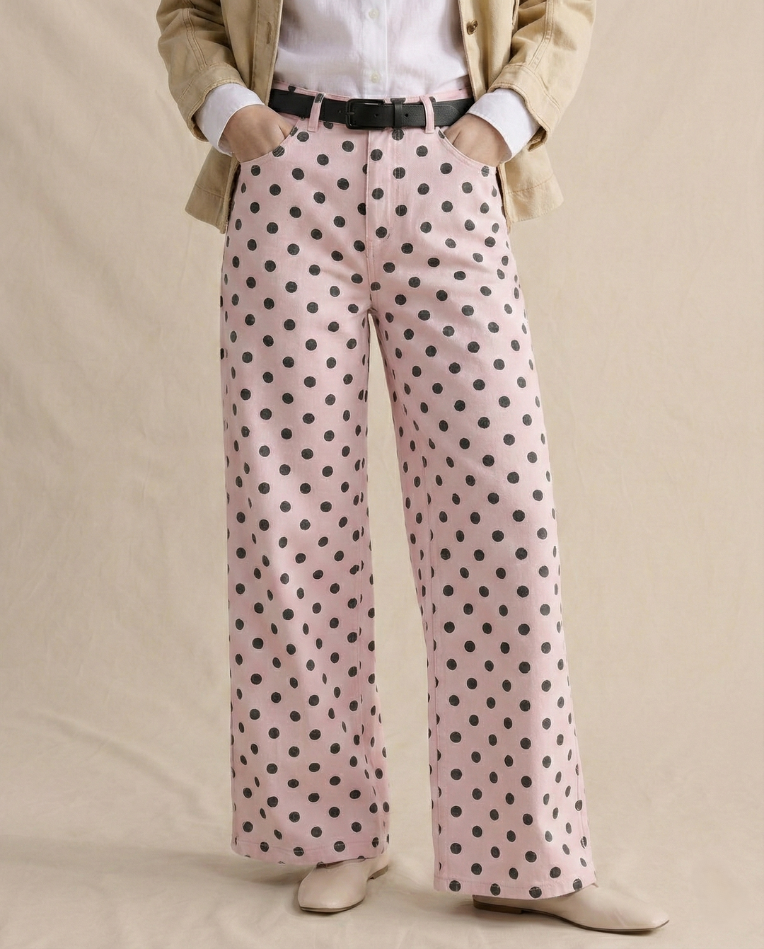 Elodie Polka Dot Wide-Leg Trouser