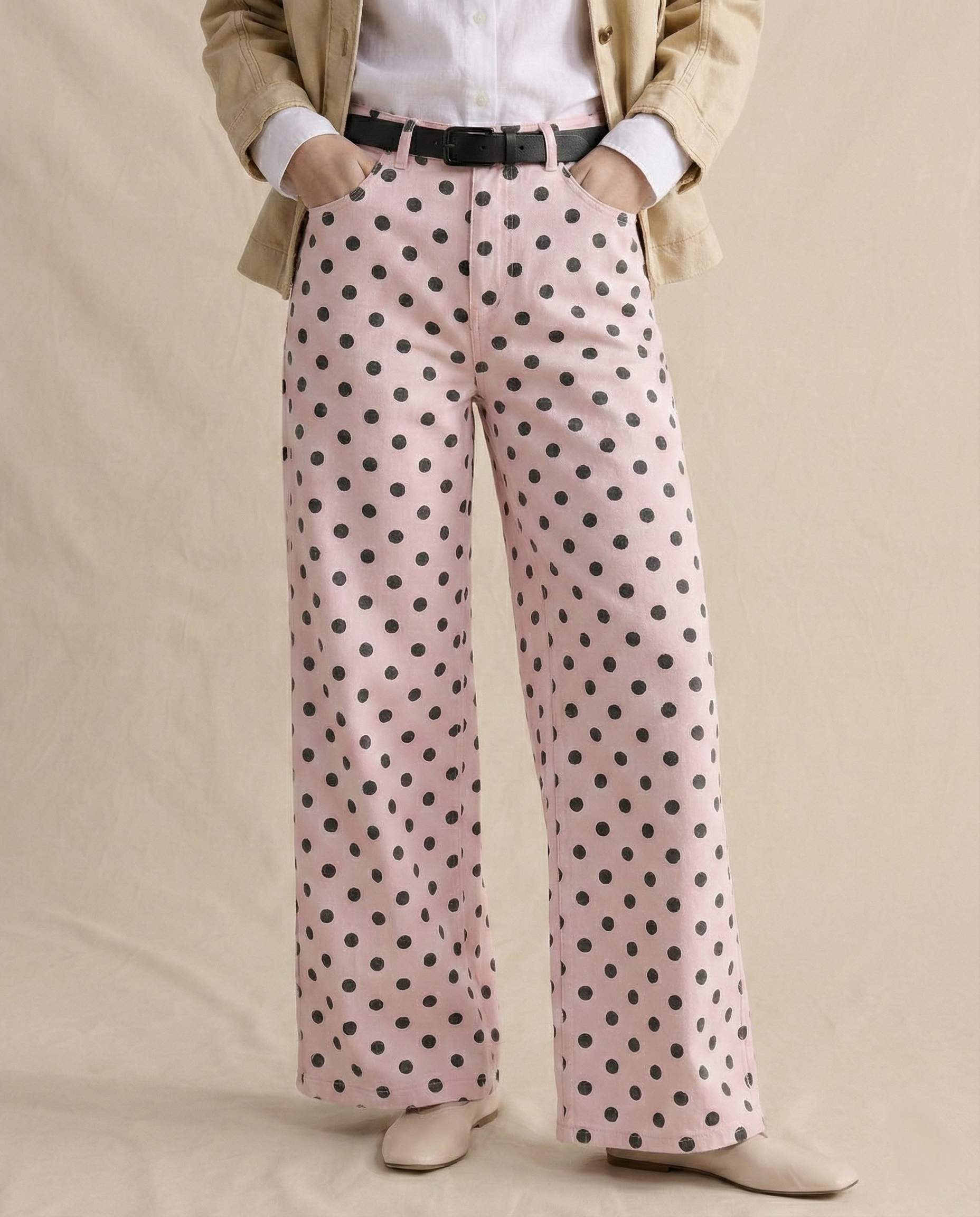 Elodie Polka Dot Wide-Leg Trouser