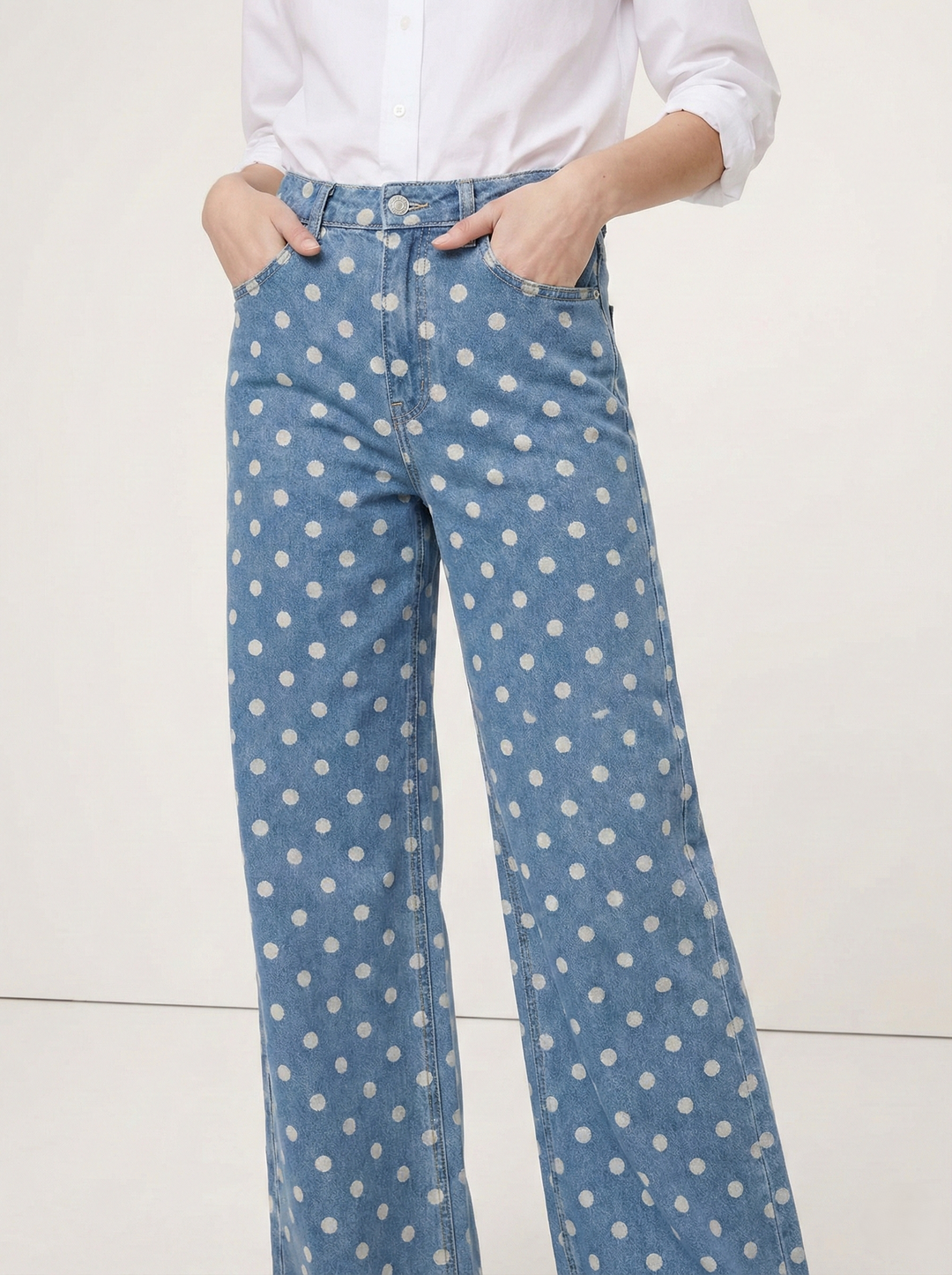 Elodie Polka Dot Wide-Leg Trouser