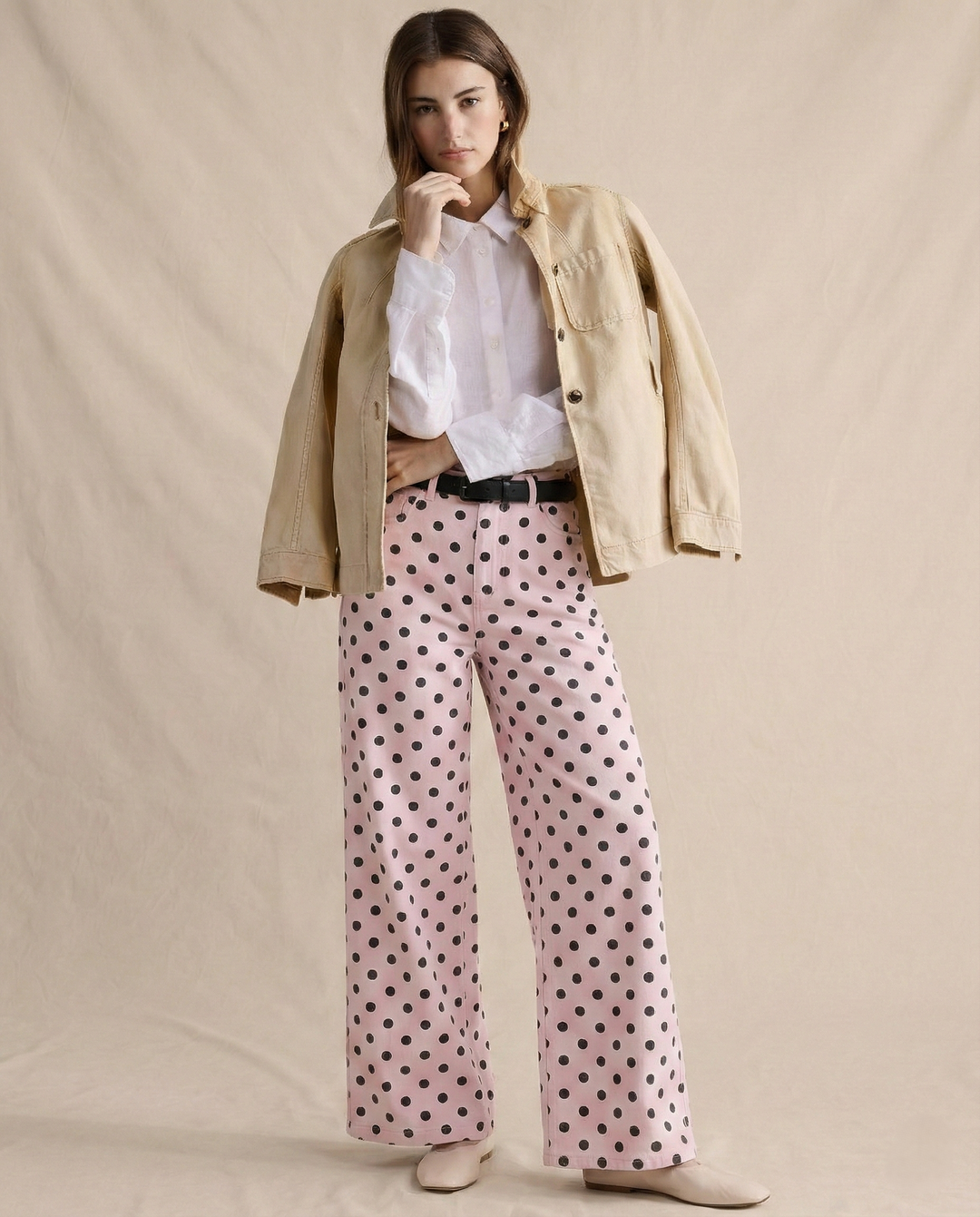 Elodie Polka Dot Wide-Leg Trouser