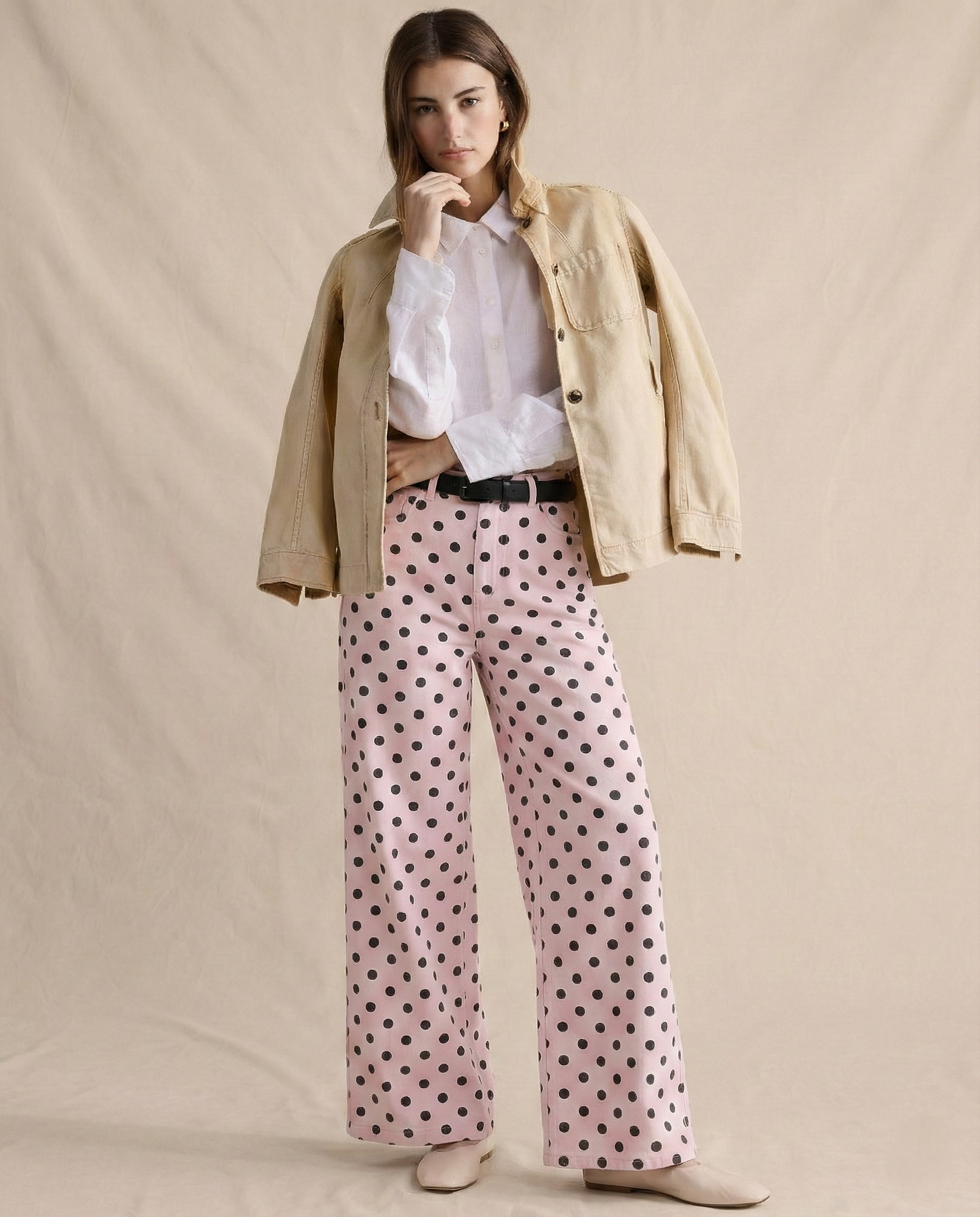 Elodie Polka Dot Wide-Leg Trouser