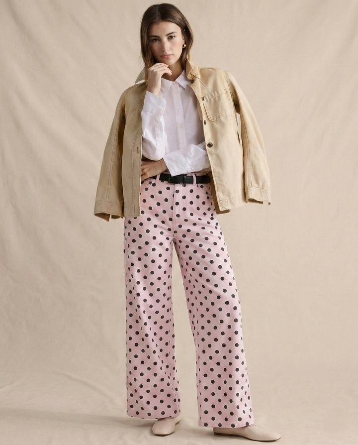 Elodie Polka Dot Wide-Leg Trouser