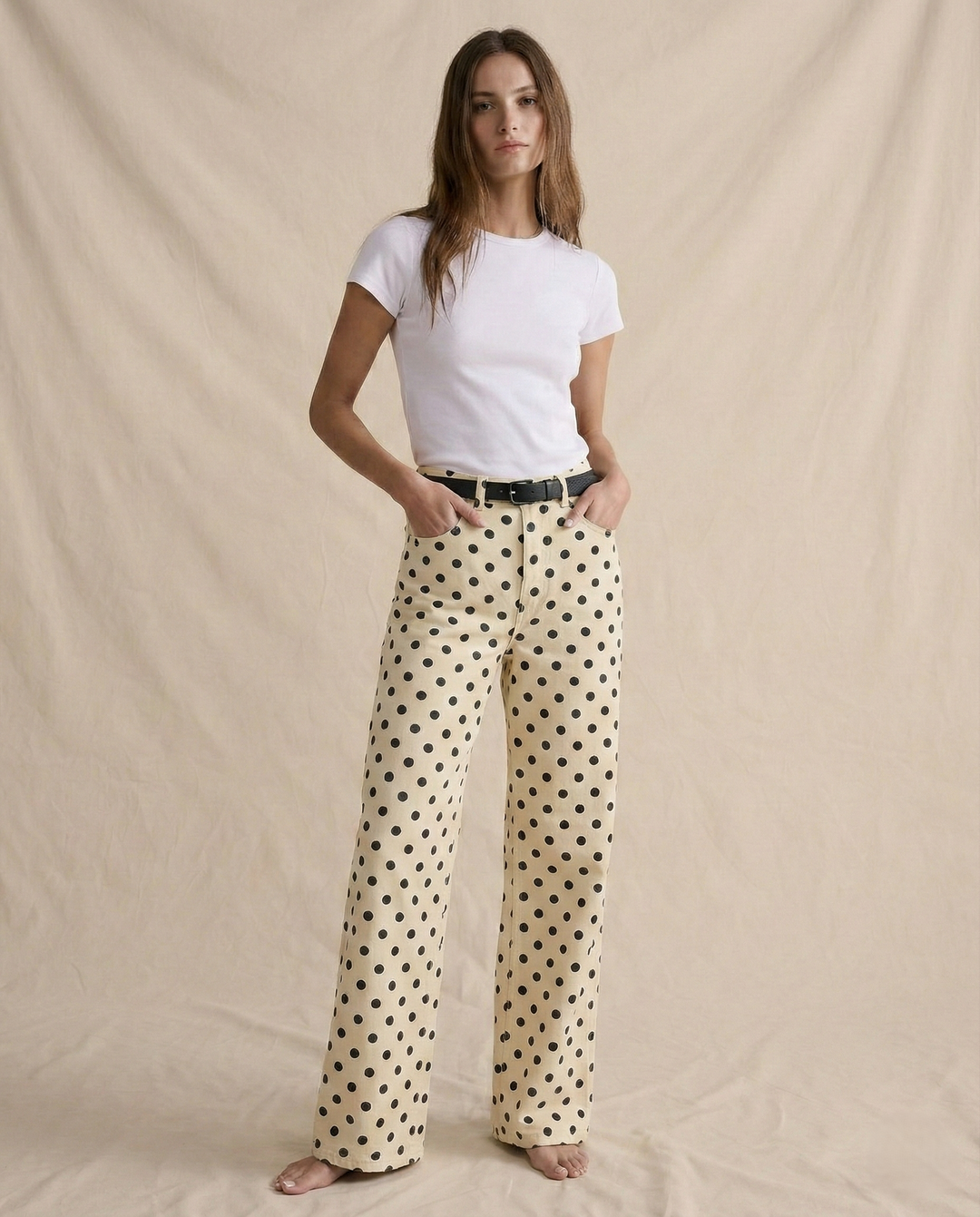 Elodie Polka Dot Wide-Leg Trouser