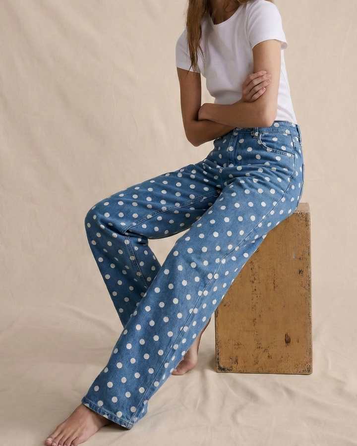 Elodie Polka Dot Wide-Leg Trouser