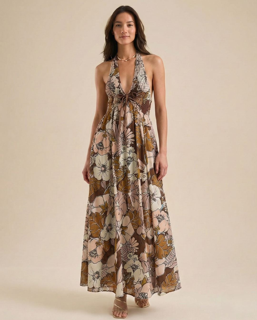 Eliana Floral Halter Maxi Beach Dress