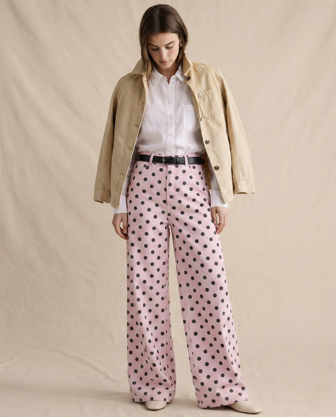 Elodie Polka Dot Wide-Leg Trouser