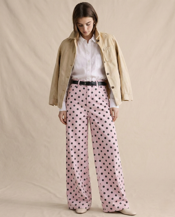 Elodie Polka Dot Wide-Leg Trouser