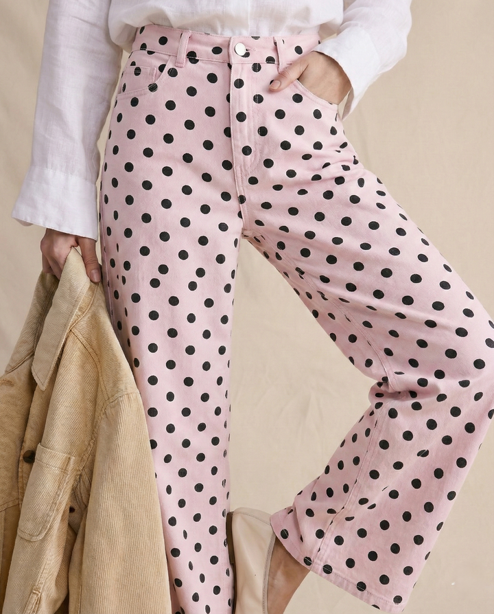 Elodie Polka Dot Wide-Leg Trouser