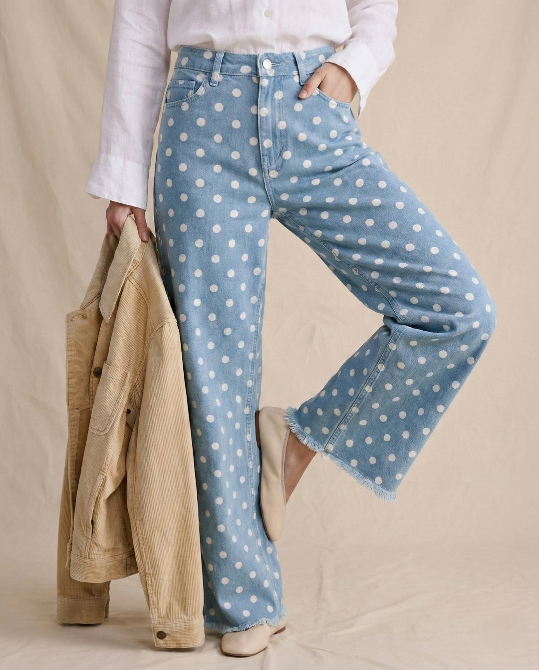 Elodie Polka Dot Wide-Leg Trouser