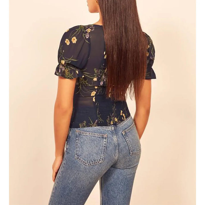 Elowena Floral Sweetheart Neck Blouse