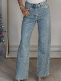 Linora High Waist Diamanté Straight Jeans