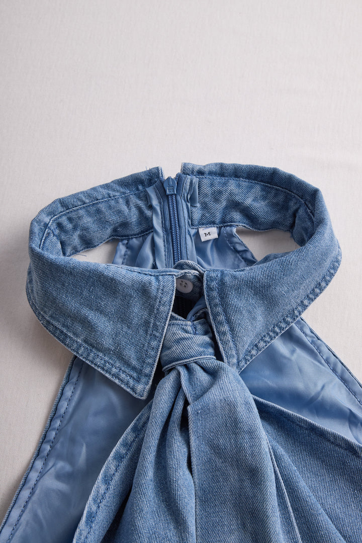 Sleeveless Halter Blouse | Neck Tie Detail | Elegant & Structured Fit