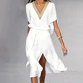 Lara Elegant V-Neck Wrap Midi Dress