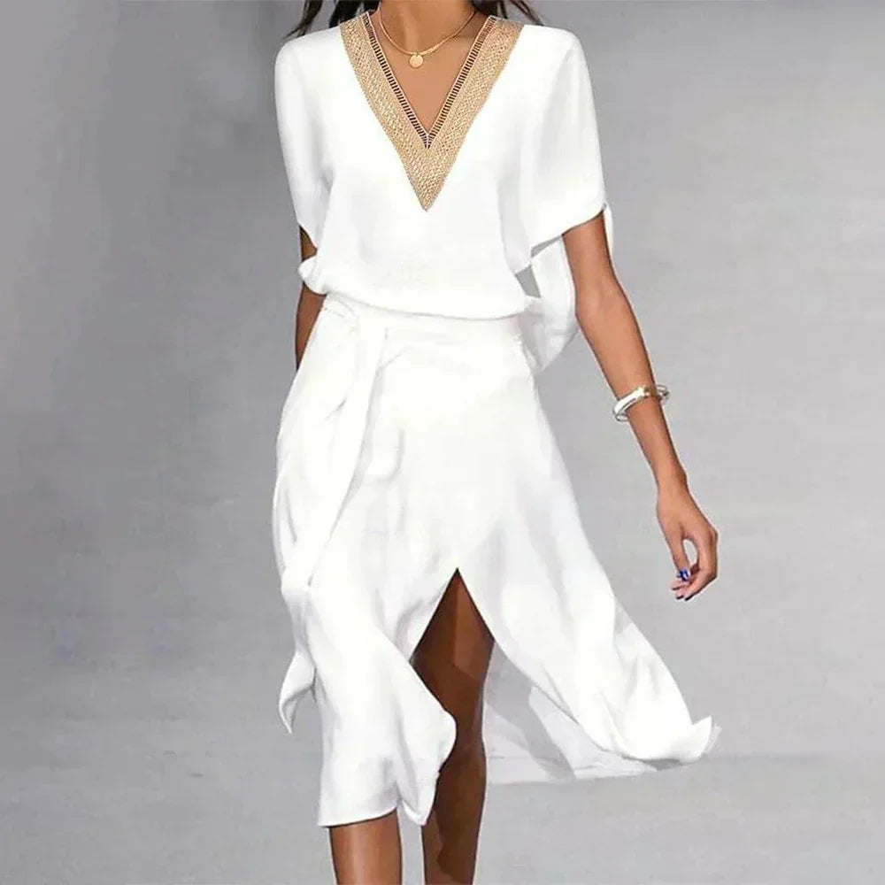 Lara Elegant V-Neck Wrap Midi Dress