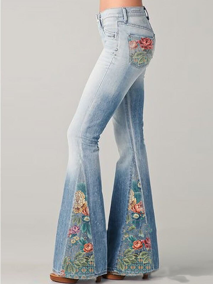 Rosalia Floral Embroidered Flare Jeans