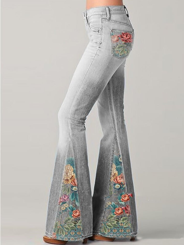 Rosalia Floral Embroidered Flare Jeans