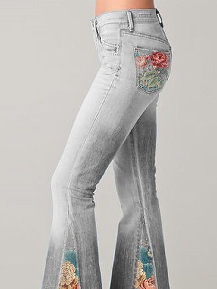 Rosalia Floral Embroidered Flare Jeans