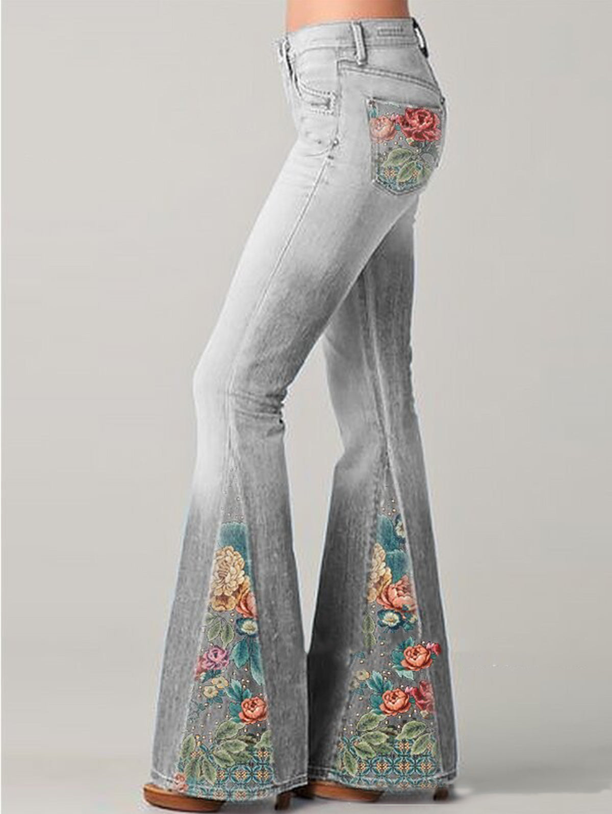 Rosalia Floral Embroidered Flare Jeans
