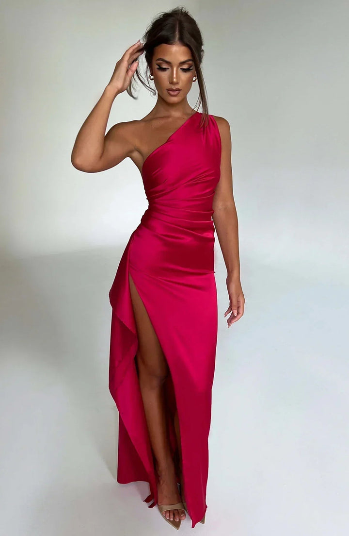 Seraphina Satin Evening Gown Maxi Dress