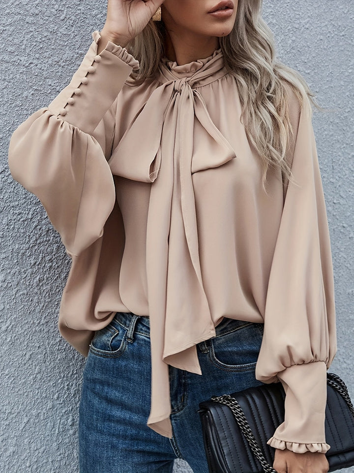 Virelle Tie Neck Long Sleeve Blouse