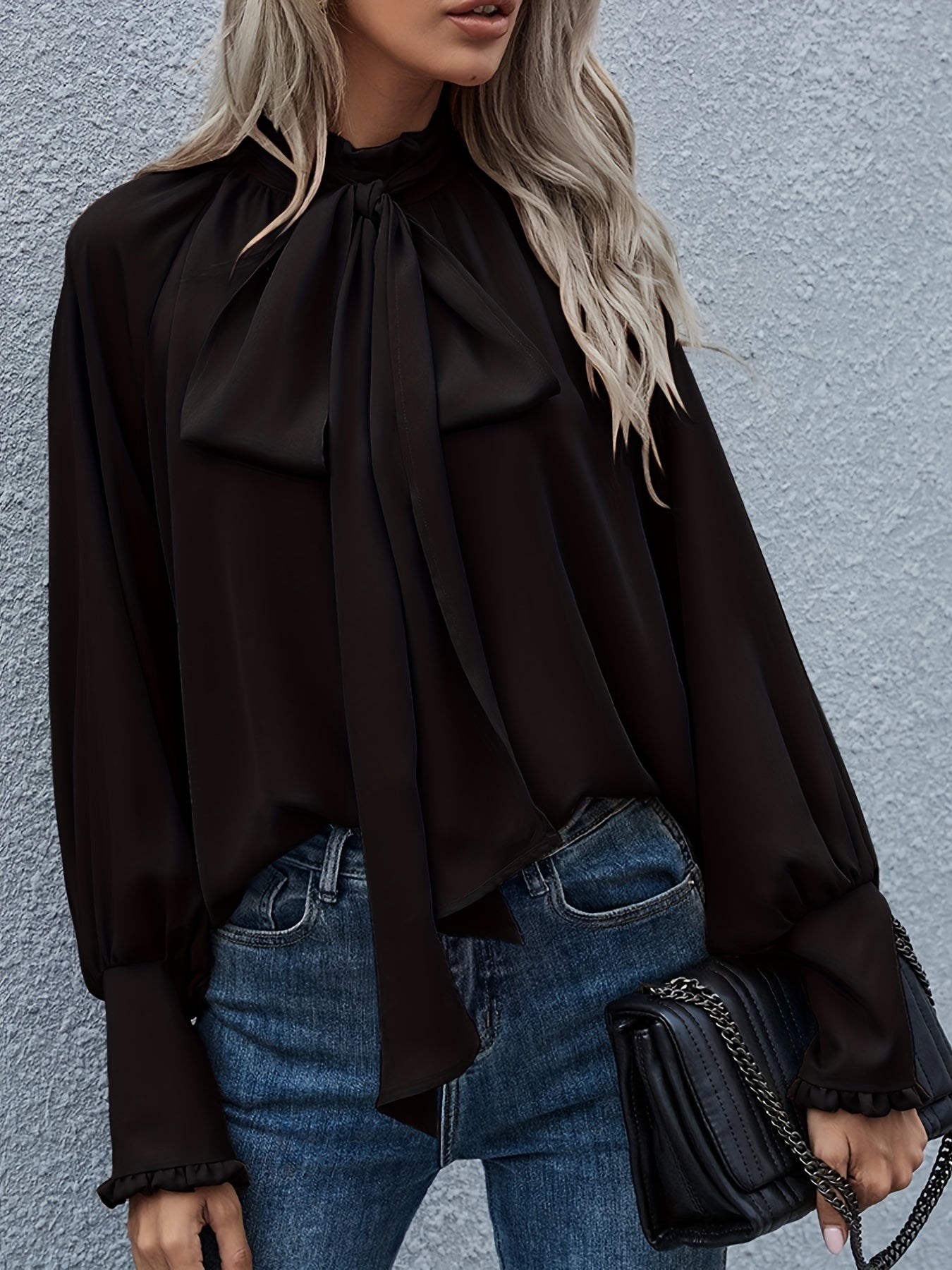 Virelle Tie Neck Long Sleeve Blouse